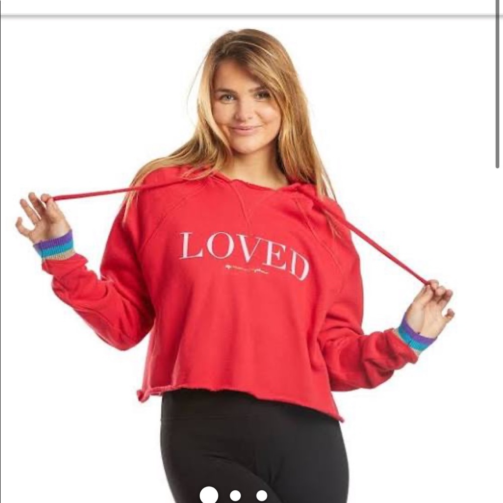Loved spiritual gangster hoodie red rainbow sleeve